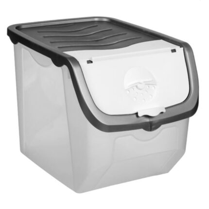 Cutie de depozitare pentru ceapa si cartofi, capac cu fereastra de aerisire, gri/negru, plastic, 12 L, 28 x 22,5 x 23,5 cm