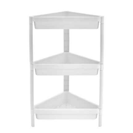 Organizator multifunctional de colt cu 3 etajere, 33x33x71 cm, Alb