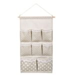 Organizator de perete, 8 buzunare, bej cu buline 35x60 cm