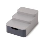Suport depozitare si organizare pentru casa, Zola®, 3 nivele si 1 sertar, plastic, 26x16.5x10.5, gri