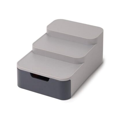 Suport depozitare si organizare pentru casa, Zola®, 3 nivele si 1 sertar, plastic, 26x16.5x10.5, gri