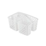 Organizator multifunctional, tip cos cu manere, 3 compartimente, alb