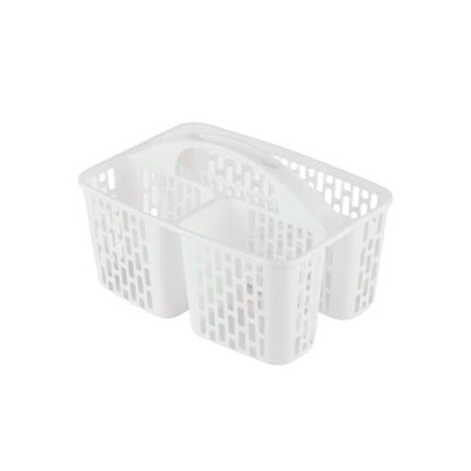 Organizator multifunctional, tip cos cu manere, 3 compartimente, alb
