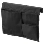 Organizator pentru pat, 3 buzunare de diferite dimensiuni, 39x30 cm, cu suport de agatare de pat, din poliester, negru