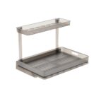 Organizator cu 2 rafturi sub chiuveta, Asobeage, Tava Glisanta, Negru Transparent
