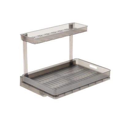 Organizator cu 2 rafturi sub chiuveta, Asobeage, Tava Glisanta, Negru Transparent