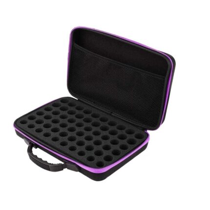 Organizator pentru uleiuri esentiale, Nylon, 35x25x9cm, Mov/Negru