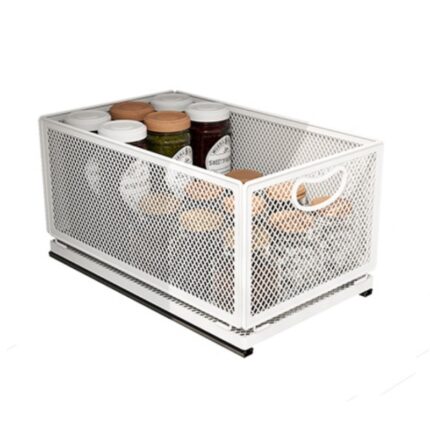 Raft multifunctional cu sertare glisante, WALALLA, 40 cm x 24 cm x 21.2 cm, Alb