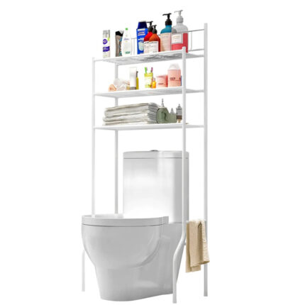 Raft depozitare pentru baie, toaleta, masina de spalat, cu 3 polite, EMATTERIO®, alb, 155x72x25cm