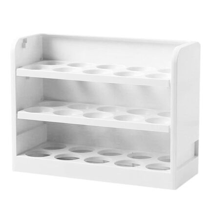 Suport Organizator Depozitare Oua SIKS Pentru Usa Frigiderului, Cu Capacitate 30 Oua, Pe 3 Nivele, Plastic, Alb