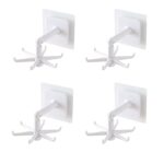 Set 4 suporturi ustensile bucatarie, zggzerg, ABS, Carlig pliabil cu rotire la 360°, Raft de depozitare scalabil cu 6 gheare, autoadezive, pentru birou, toaleta, baie, Alb