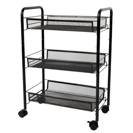 Organizator cu 3 rafturi - cosuri metalice Asos, negru