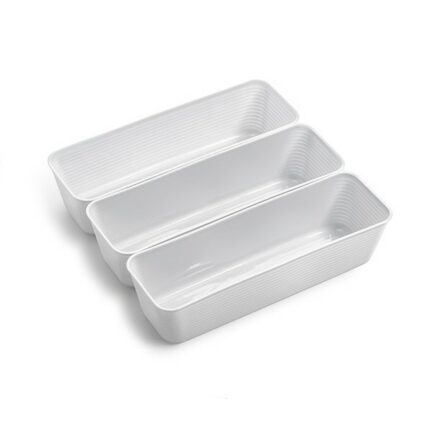 Set organizatoare DEM, plastic, alb/gri, 25.8x8.2x6.5cm, set 3 bucati