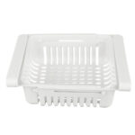 Raft-organizator extensibil pentru frigider Salestore.ro® aranjare convenabila, Cos din plastic, aspect modern, 28x15.5x6 cm, Alb