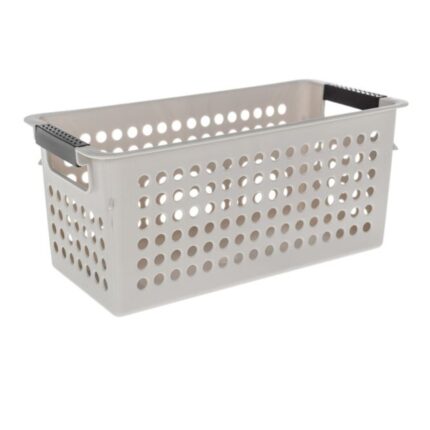 Cos depozitare perforat cu manere, plastic, crem, 4l, 29x13,5x12,7cm