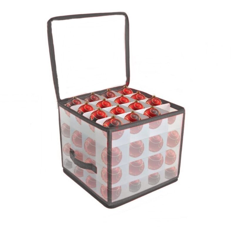 Cutie pentru depozitare 64 globuri de Craciun, 30x30x30 cm, gri/alb, Bright & Homely, BH150