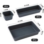 Organizator modular pentru sertar cu 8 compartimente, negru, dimensiuni diferite