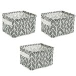 Set 3 depozitare, Zggzerg, Cu manere pe ambele parti, Rezistent la apa, Usor de curatat, Amplasare cubica, Depozitare pliabila, Pentru Nursery Home Office Kids Toys Books, 20.5 x 16 x 14 cm, Gri