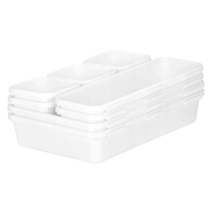Organizator sertar, Zola®, 8 cutii independente, inaltime 5 cm, alb