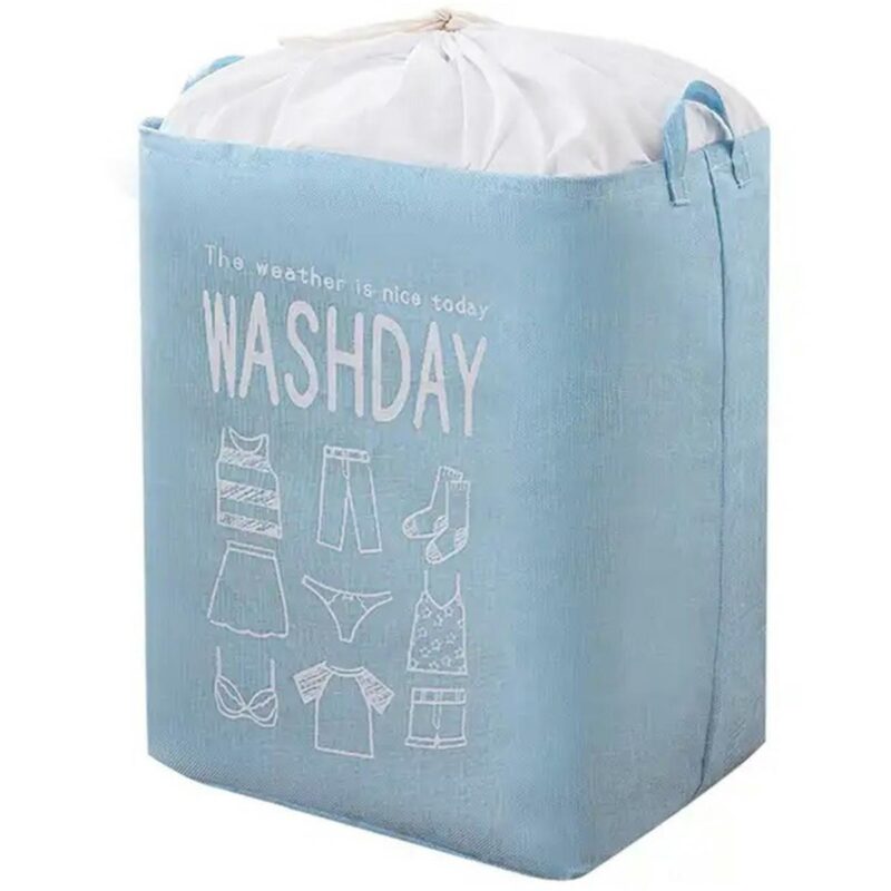 Cos pliabil pentru rufe si jucarii, Welora®, Material Poliester, Capacitate 70 l, Calitate Premium, Dimensiuni 53 x 44 x 33 cm, Albastru