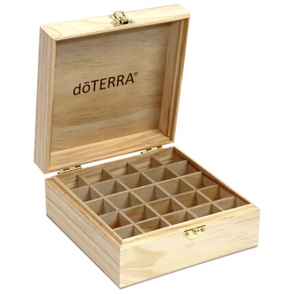 Cutie din lemn gravata cu sigla doTERRA pentru 25 uleiuri