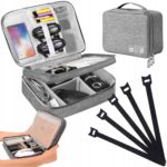 Geanta organizare cabluri, Poliester, 28 x 21 x 10 cm, Gri