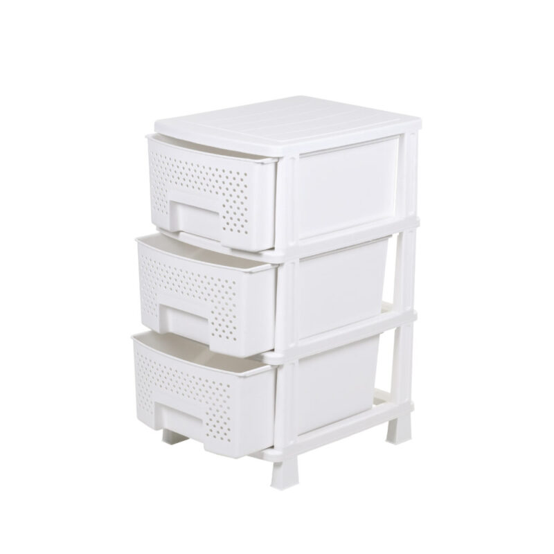 Comoda Homeplast Tara, 3 sertare perforate, alb, 77x50x40cm