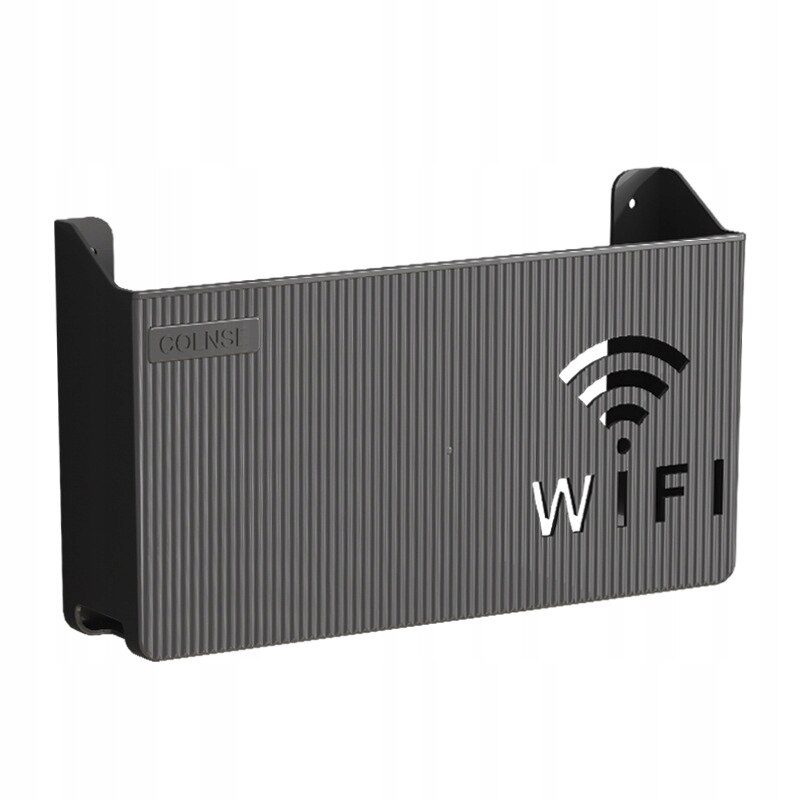 Suport perete router, Plastic, Negru
