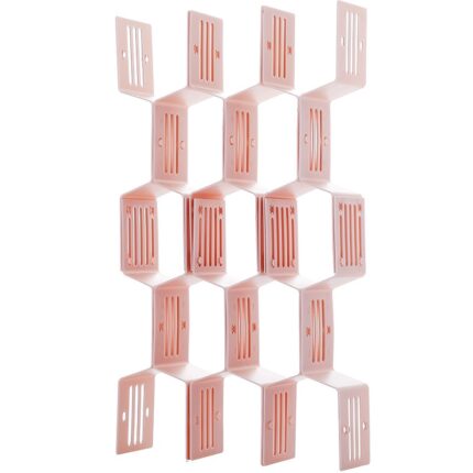 Set 12 Separatoare pentru Organizare Sertare, BOMSTOM, Ajustabile Manual, plastic, 40.5 x 6.6 cm, roz