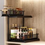 Organizator sub chiuveta, otel, 2 niveluri glisante, multifunctional, negru