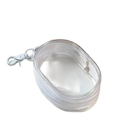 Geanta de depozitare pentru cabluri si accesorii, PVC, design modern minimalist, alb, set cu breloc