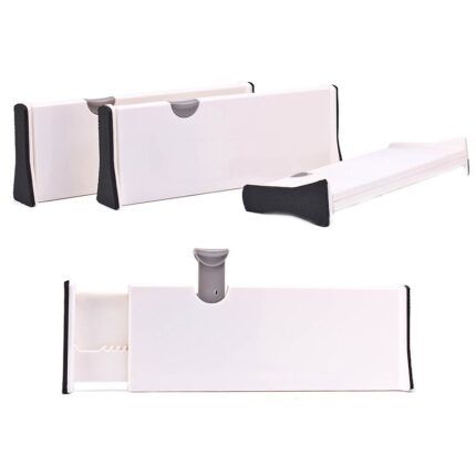 Set 4 separatoare pentru organizare sertare, Vaxiuja, 27.5 x 10 cm, ABS, Alb