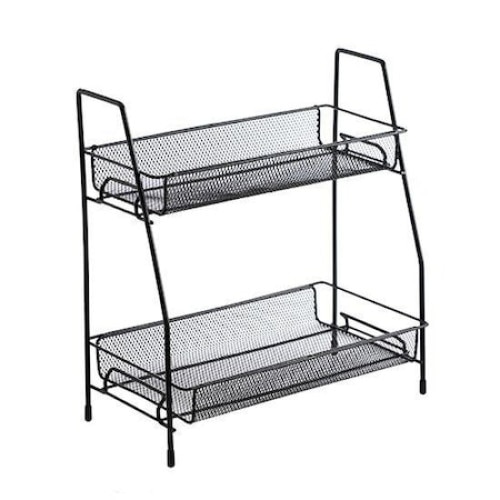 Suport organizator multifunctional cu 2 etaje, negru, metalic, Anais Tailor