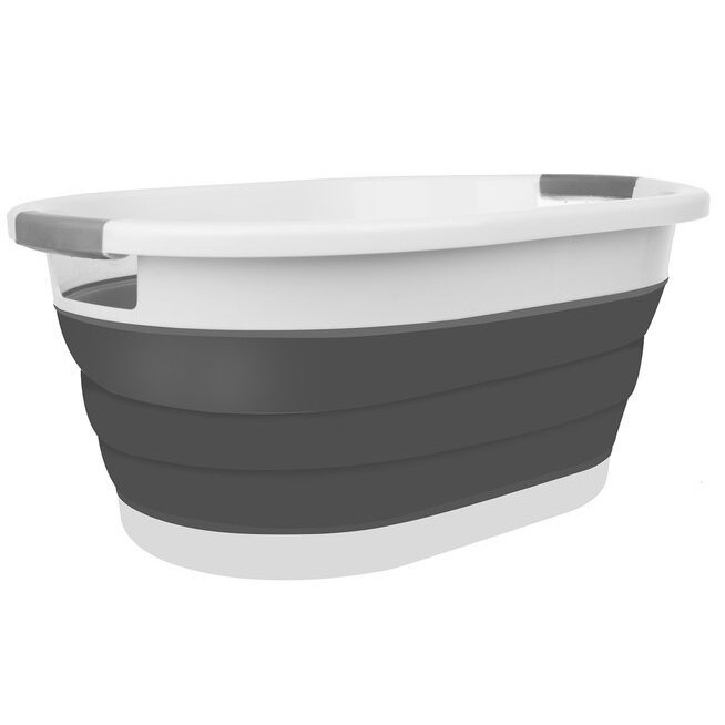 Galeata pliabila, portabila, din silicon si plastic 53.5x38x24 cm, alb/gri, 24 litri, buz