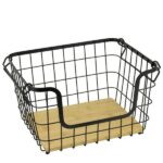 Cos depozitare legume/fructe dreptunghiular CULINARO HOME, metal/lemn, 32, 4x26xh19cm, negru mat