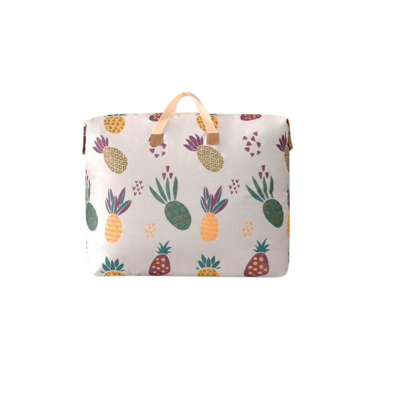 Geanta de Depozitare Miraza, Ideala pentru Calatorie, Bagaje, Plaja, Cumparaturi, Impermeabila, Fermoar Metalic, Model Ananas, 52 x 35 CM