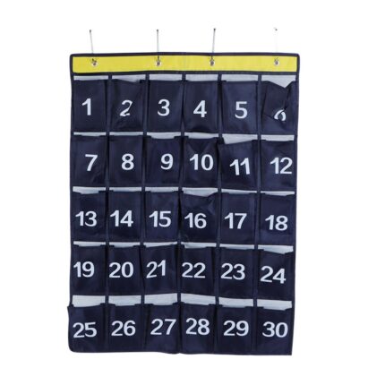 Organizator de perete QttvbTna, 30 buzunare, panza, bleumarin, 79x60cm
