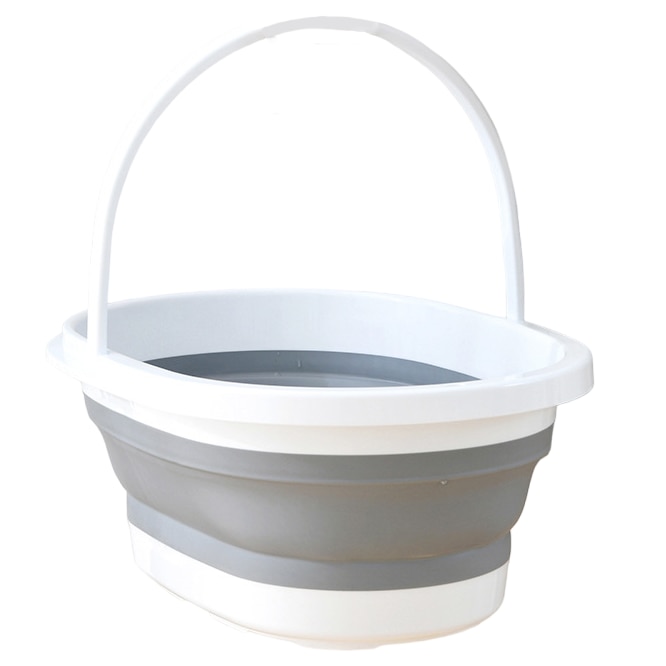 Galeata pliabila, portabila, din silicon si plastic 44x18.5x31.5 cm, alb/gri, 12 litri, buz