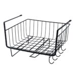 Cos Suspendat pentru Raft Zenino - Suport Hartie, Depozitare Vesela, 5 Carlige, Organizare Usoara, din Metal, 29x25x19cm, Negru