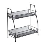 Suport organizator raft 2 etaje din metal, 31x7.5x17 CM, Negru