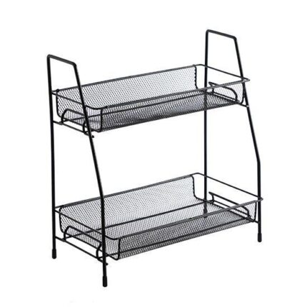 Suport organizator raft 2 etaje din metal, 31x7.5x17 CM, Negru