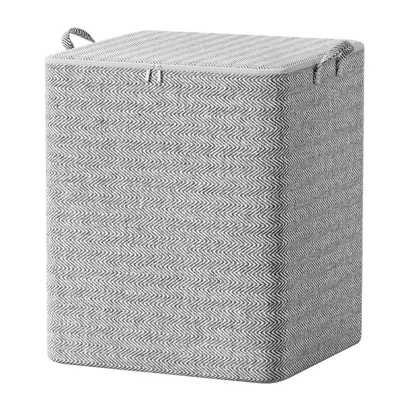 Cos de rufe pliabil, cu capac, 1 compartiment de depozitare a rufelor 150 L, 56x56x45 cm, material textil rezistent, alb si negru, Beatus®