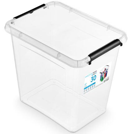 Recipient De Plastic Cu Capac Pentru Depozitare Polipropilena Transparent 30 L