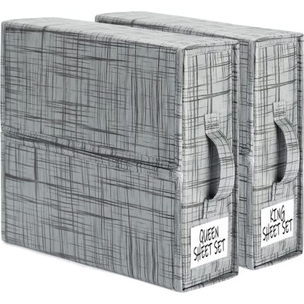 Set 2 buc, Organizator Asternuturi de pat, pliabile, perfecte pentru orice dimensiune Culoare Gri