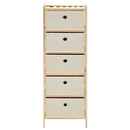 Dulap de depozitare cu 5 cosuri, vidaXL, Lemn, 32 x 26 x 93 cm, Bej