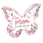 Cadou personalizat, suvenir acrilic in forma de fluture, decoratiune te iubesc mama, inima mesaj pentru mama, multicolor, 12.7x9.5cm