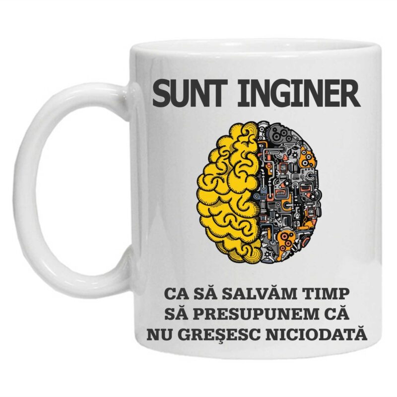 Cana personalizata inscriptionata cu textul "sunt inginer", CRD PRINT, 330ml, alba