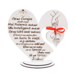 Decoratiune pentru Sot, Iubit, Tata - inima cu mesaj personalizat, Lemn - Decupaj si gravura laser, 20 cm, Rica DreamArt