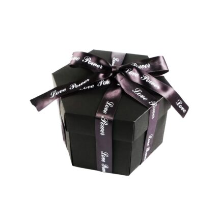 Cutie exploziva personalizata cu fotografii, hexagonala culoare neagra, 40 x 40 x 43 cm
