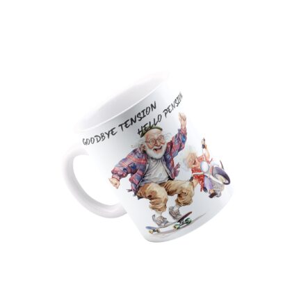 Cana Pensionare cu Bunic si Bunica, ceramica, 330 ml, Alba